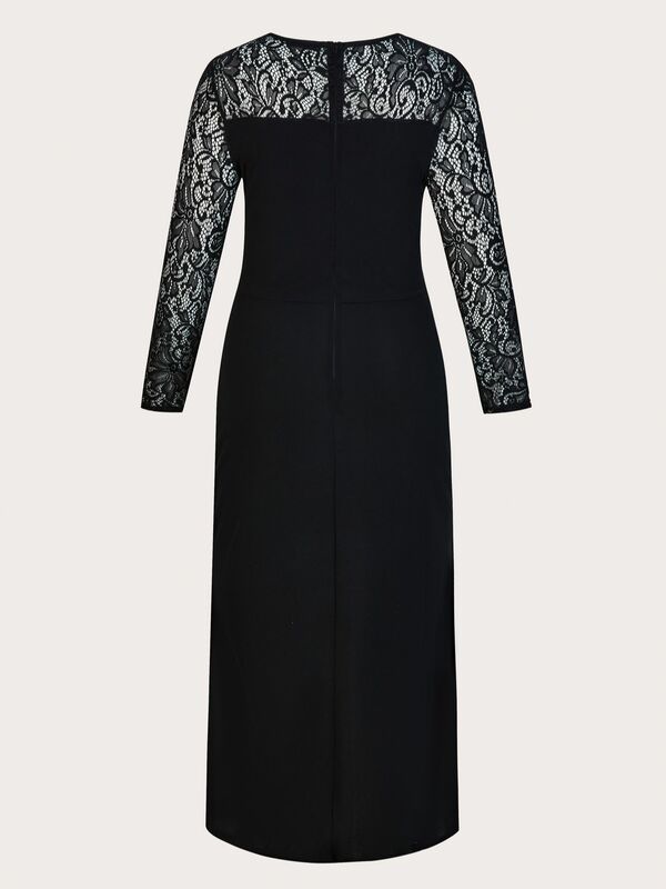 LKF-우아한 프리미엄 레이스 할로우 숄더 파티 드레스 여성용, 블랙 긴 소매 인어 포멀 드레스 4XL, 2022