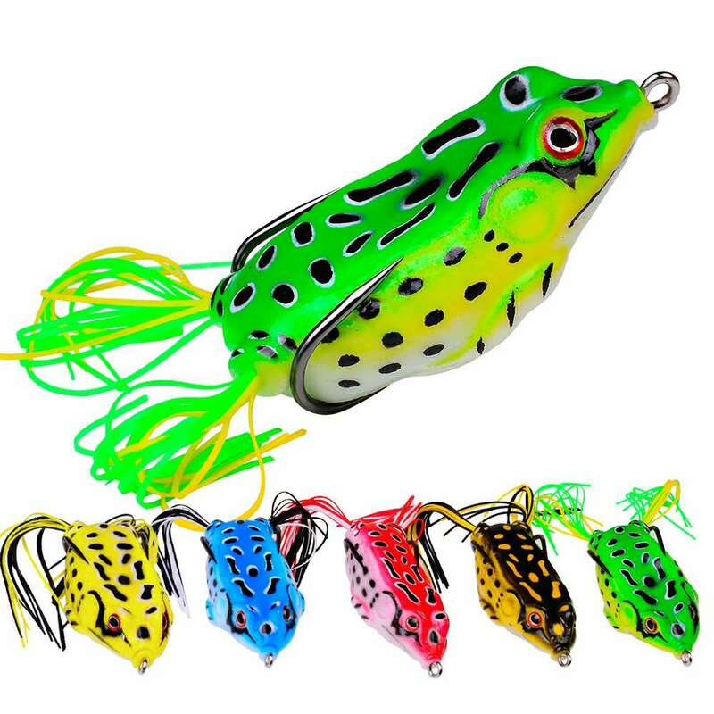 Thunder Ray Frog Soft Silicone Fishing Lure Lifelike Swimming Topwater Lures Artificial 3D Eyes Crankbait With Double Hide Hooks