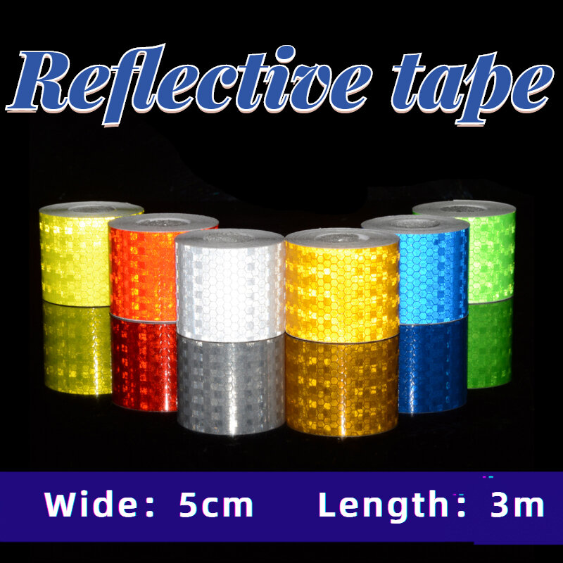 5Cm * 300Cm Auto Reflecterende Tape Veiligheidswaarschuwing Auto Decoratie Sticker Reflector Beschermende Tape Strip Film Auto Motorfiets sticker