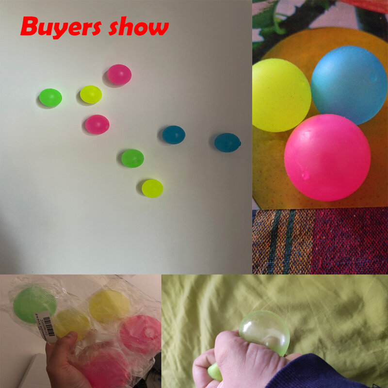 8Pcs Stick Wand Ball Glowing Globble 45/60mm Glow Stress Relief Spielzeug Decke Klebrige Bouncy Bälle Globbles zappeln Leucht Spielzeug