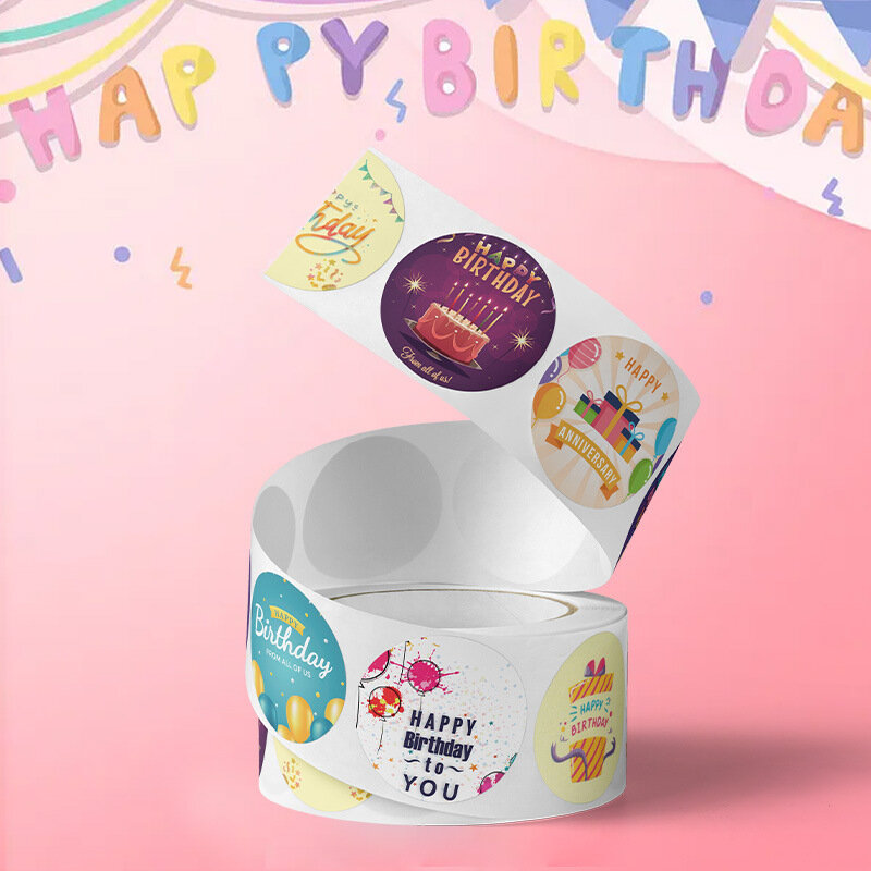 Cartoon Cake Gelukkige Verjaardag Sticker Voor Kinderen Kids Party Gift Wikkelen Envelop Dank U Kaarten Decoratie 500Pcs Leuke Labels