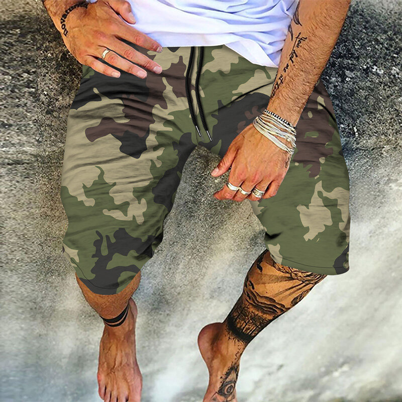 Шорты-карго мужские камуфляжные, пляжные свободные штаны в стиле милитари, повседневные короткие нарукавники, летние