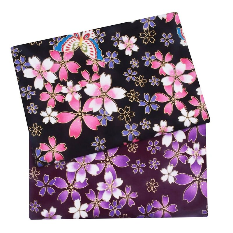 สีดำสีแดง Cherry Blossom สีบรอนซ์ผ้าฝ้ายผ้า Kimono,ผีเสื้อ Precut จักรเย็บผ้า DIY Patchwork Quilting ผ้าญี่ปุ่น
