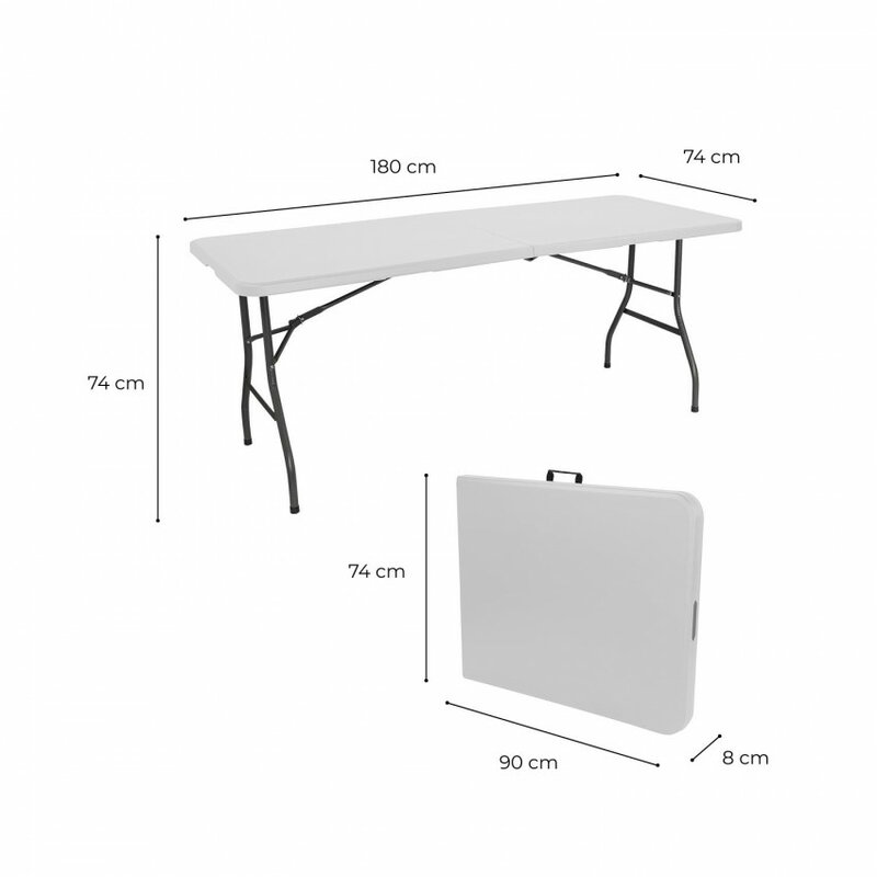 Folding Table 180cm Rectangular white Catering GH91