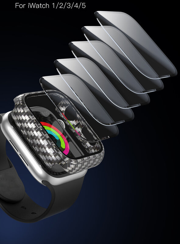 Защитный чехол из углепластика с 360 рамами для Apple Watch 41 мм 45 мм 44 мм 40 мм 42 мм 38 чехол для часов бампер iwatch серии 7 6 5 Аксессуары