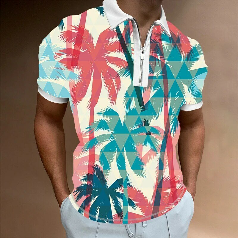 2022 Summer Men's Beach Polo Shirt Fashion Short Sleeve Casual Breathable Golf Shirt 3D Printing Men's Oversized T-Shirt Luxury