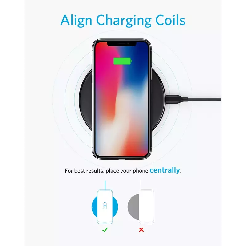 An-ker wireless charger 313 Qi-Certified 10W Max charger for iphone 12/iphone 13 smartphone wireless charging