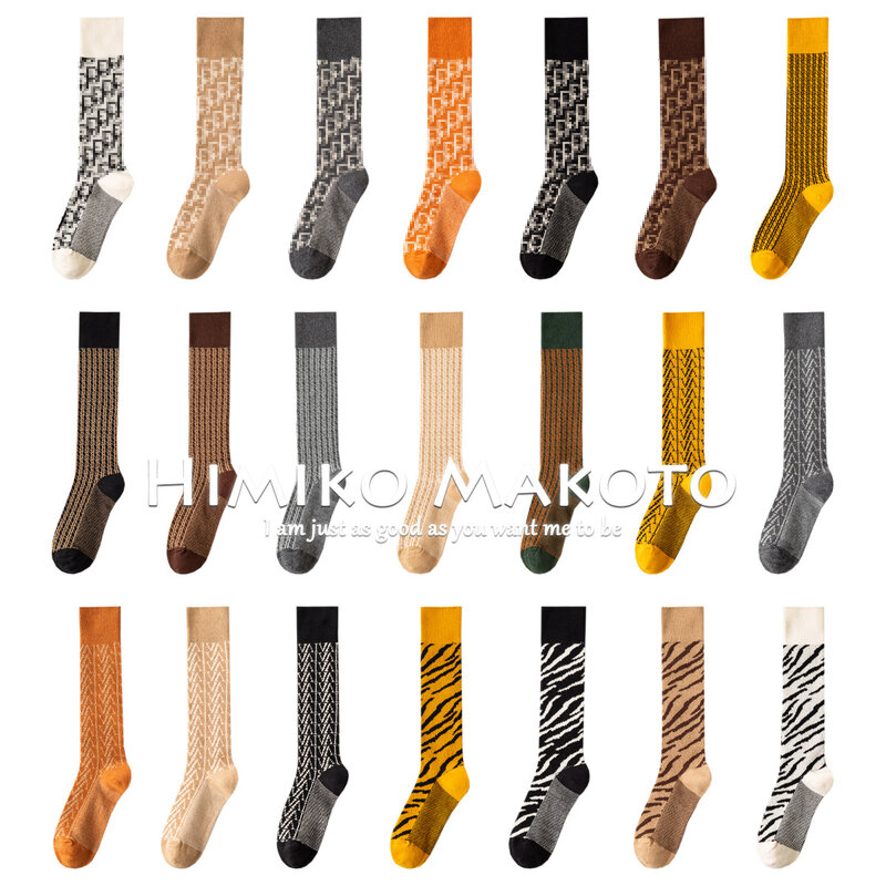 ins combed cotton double needle double way calf socks and knee socks Korean version of the British long socks wholesale