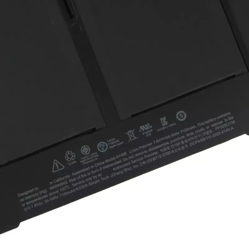 2022NEW Baterai Pengganti Asli untuk Mac MacBook Air A1496 A1369 A1405 A1466 A1377 Baterai Tablet Asli 7150MAh