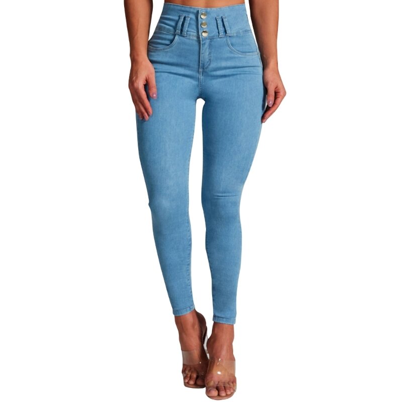 Jeans skinny taille haute pour femme, pantalon en denim pour le levage des fesses, Fjwith Pockets, N7YD