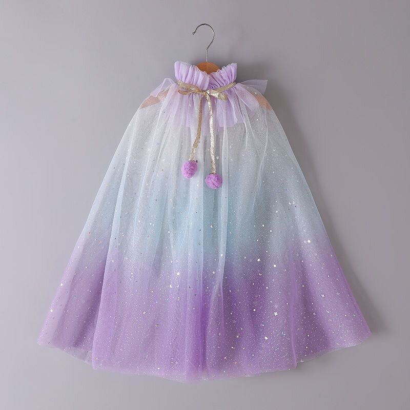 Baby Girl Princess sparkle Tulle Cloak Child Cape Costume Dressing Wraps Long Birthday Party Halloween Baby Clothes One Size
