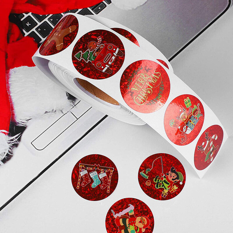 500Pcs/Roll Merry Christmas Stickers DIY Gift Package Lable Envelope Stationery Decor