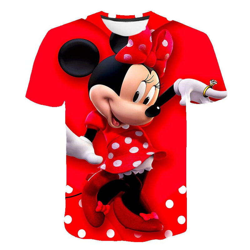 Летние футболки для девочек с Микки Маусом, костюмы, модные женские футболки с коротким рукавом, серия Disney, 3D мультфильмы, повседневные топы,...