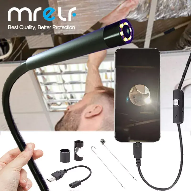7mm for Car Endoscope Camera Endoscopic Flexible IP67 6 LED Inspection Smartphone Cars Endoscope for Android Phone Type C USB