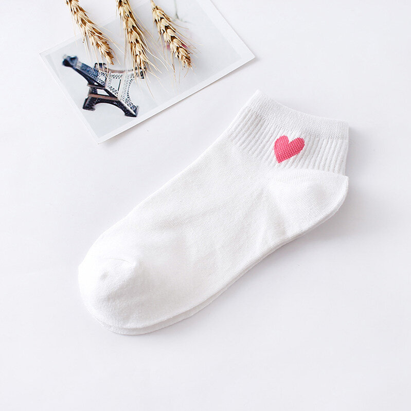 10 stücke = 5 Pairs Frauen Liebe Herz Kurze Socken Mode Koreanische Japanischen Harajuku Nette Baumwolle Weiß Schwarz Socken Dame mädchen Ankle Socken