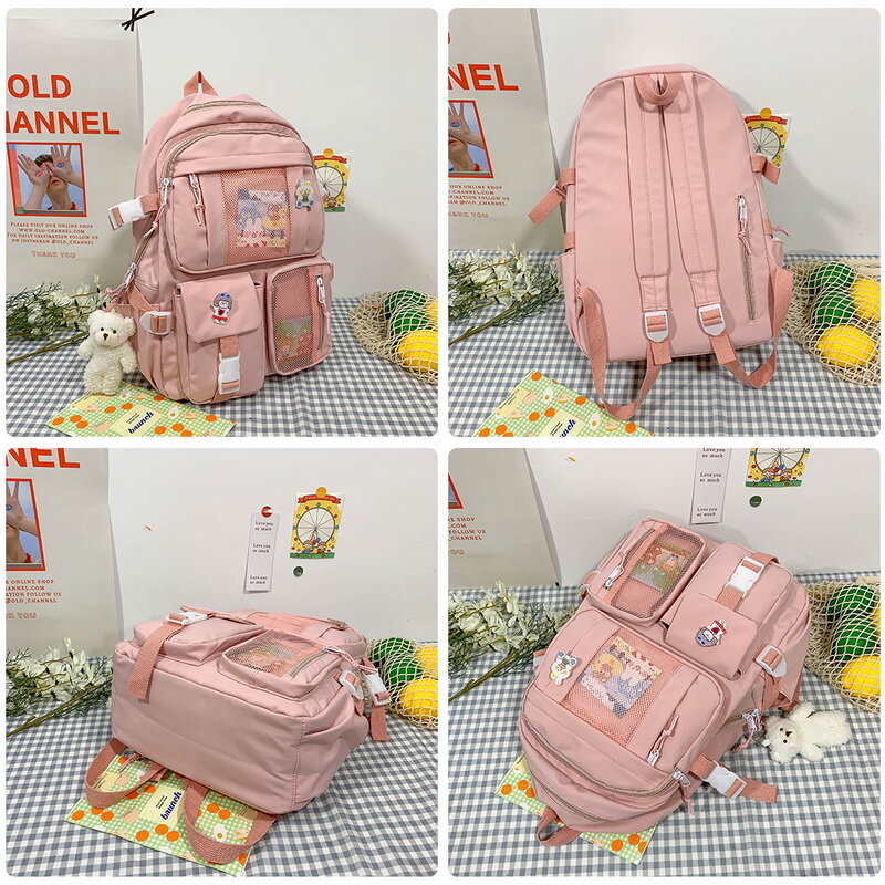 Kawaii Girl Travel Book Bags Cute Women Large Capacity Backpack Waterproof Nylon Female Schoolbag College Lady Laptop Backpacks