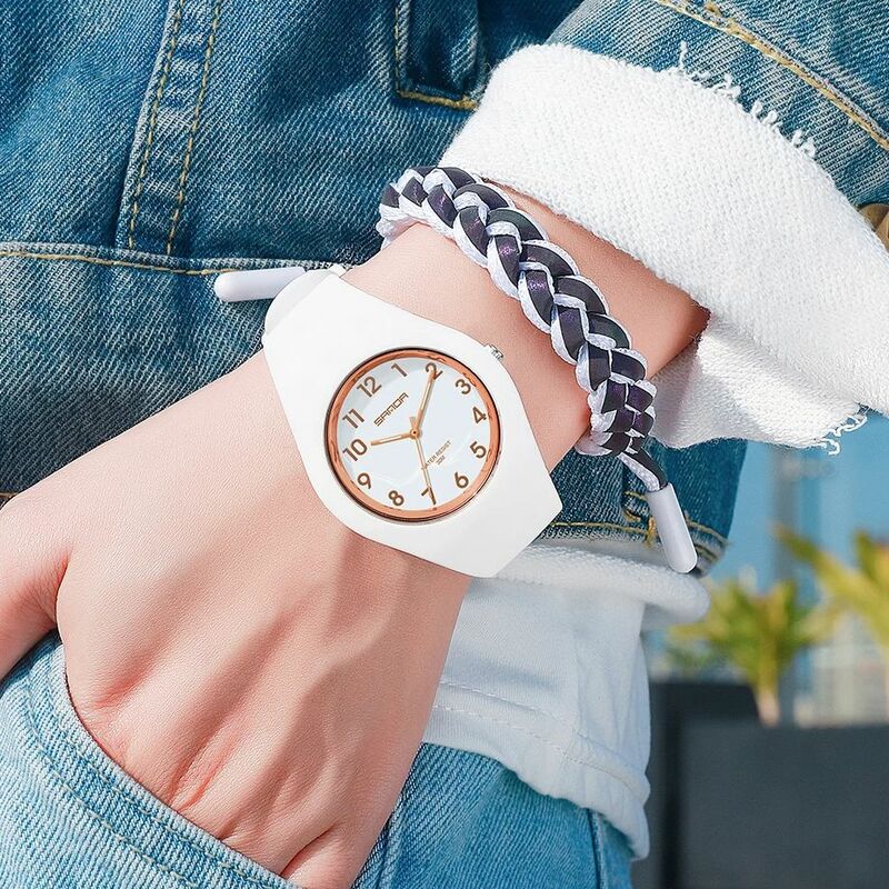 Reloj deportivo analógico de silicona para Mujer, cronógrafo de pulsera con movimiento de cuarzo, sencillo e impermeable, estilo informal, de lujo