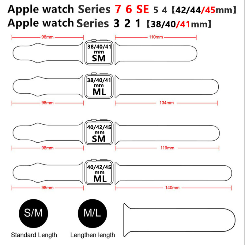 Soft Silicone Sport Band for Apple Watch SE 7 Series 44MM 40MM Rubber Watchband Strap on smart iWatch 654321 42MM 38MM bracelet