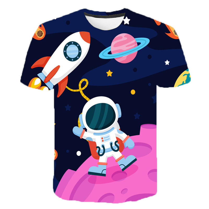 フラップ付き3D Tシャツ,銀河,宇宙をテーマにした男の子と女の子のためのファッショナブルなストリートウェア