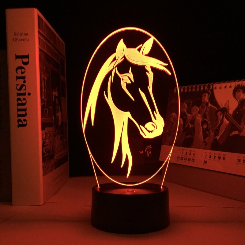 3d Illusion Lamp Horse Head Acrylic Led Night Light Touch Sensor Color Changing Nightlight for Home Decoration Light Cool Gift