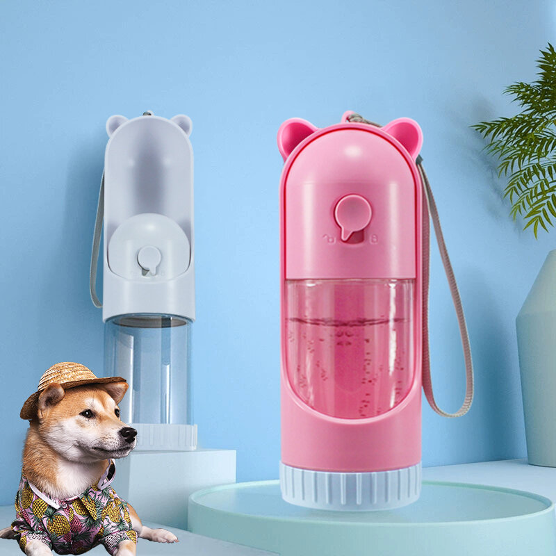 Botella de agua retráctil de 220ml para perros, suministros para mascotas al aire libre, taza portátil para beber para gatos, bebedero colgante, fácil de limpiar, diseño bonito