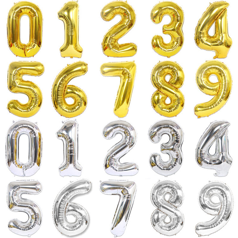 40inch Number Balloons Rose Gold Digital Letters Foil Balloons Accessories Kids Adult Birthday Party Wedding Decoration Supplies