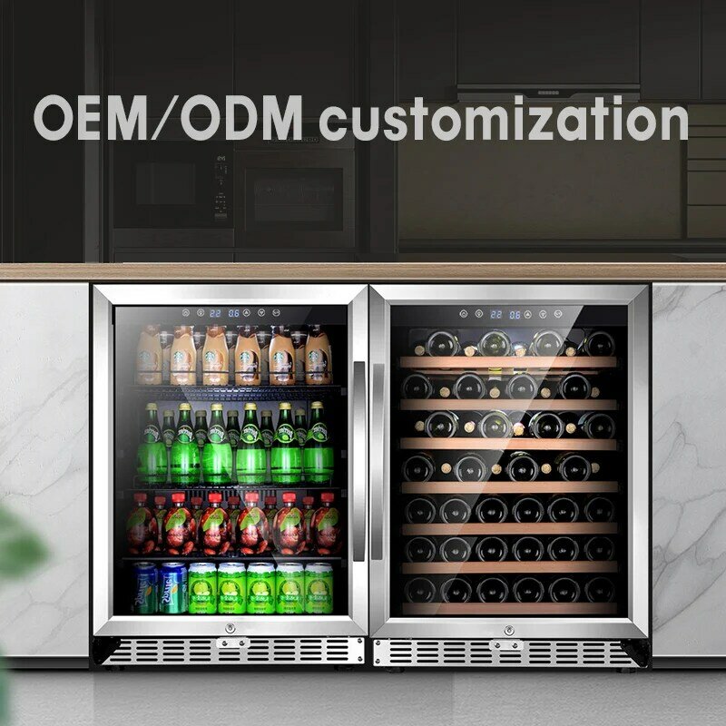Odino grande capacidade display led mini refrigerador de vinho e bebida para uso doméstico