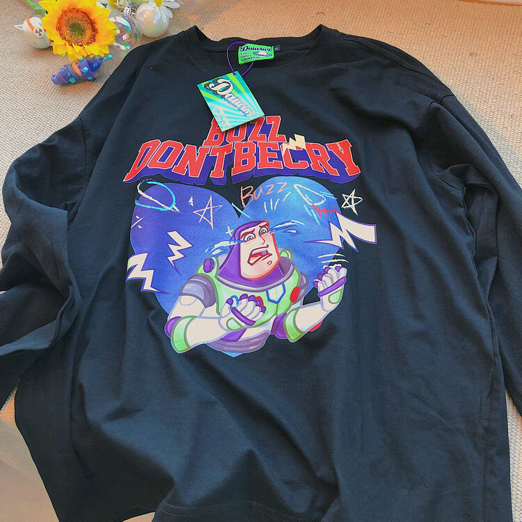 Toy Storyed American Cartoon Anime Clothes Buzz Lightyeared Pullover Vintage  Teens Long Sleeve T-shirt Hip Pop Streetwear Y2K