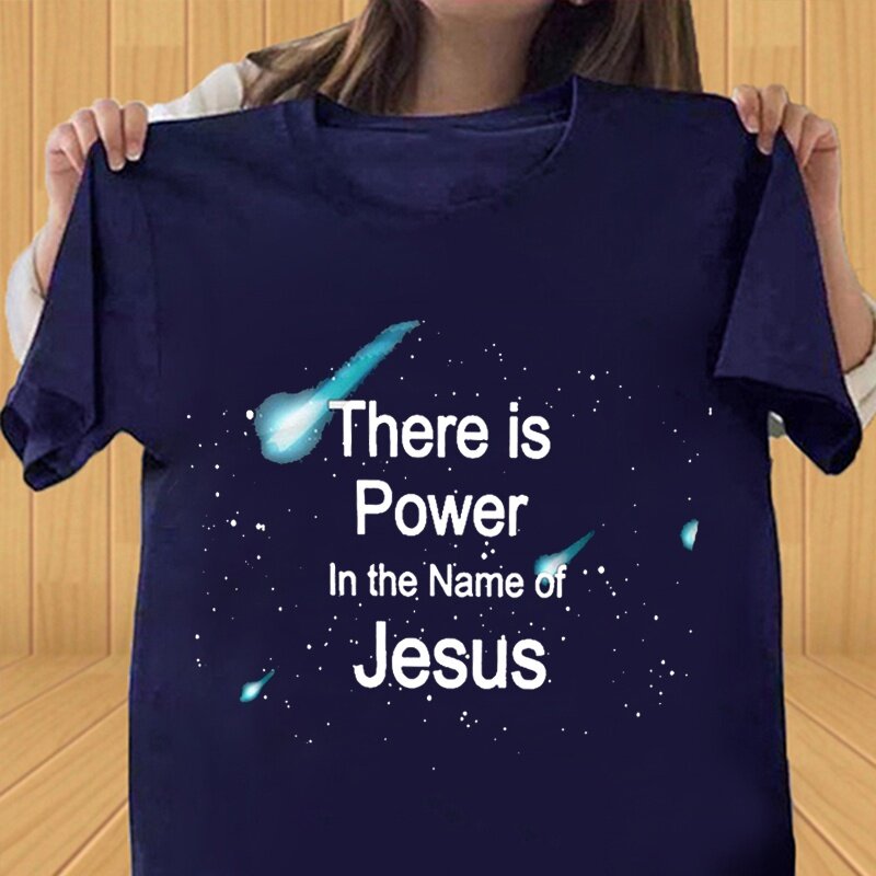 여성 패션 예수 티셔츠 예수 이름은 힘을 가지고 기독교 신 신앙 셔츠 캐주얼 탑 유니섹스 편안한 여름