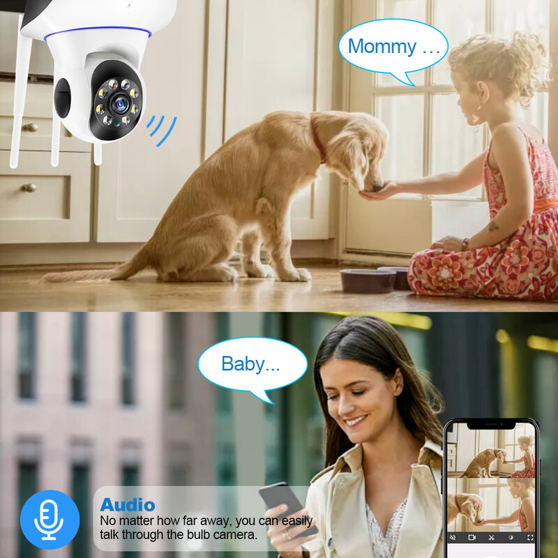 HD 3MP 5MP telecamera IP Wireless CCTV 5G WIFI telecamera PTZ protezione di sicurezza telecamera di sorveglianza Smart Auto Tracking Baby Monitor