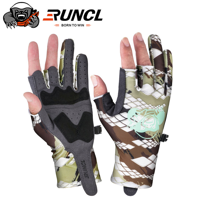RUNCL-guantes de pesca antideslizantes con 3 dedos cortados, duraderos, transpirables, para exteriores, a prueba de agua, para deportes, envío directo
