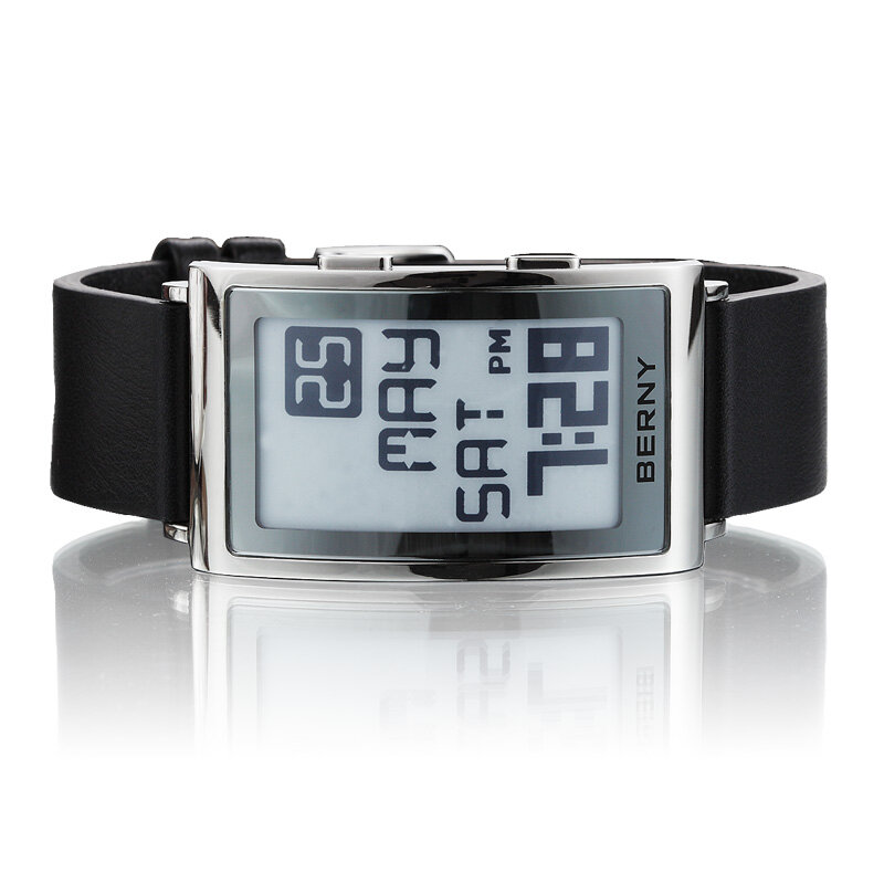 Relógio digital eletrônico para homens de fitness tinta relógio de pulso aço inoxidável caso pulseira de couro 3atm à prova dwaterproof água relógio esporte tinta