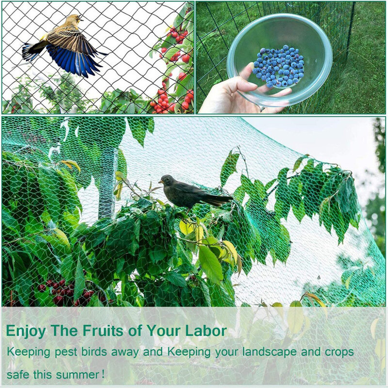Green Anti Bird Netting Garden Plant Mesh Durable Protect Plants and Fruit Trees Stops Birds Deer Poultry Best Stretch Fencing