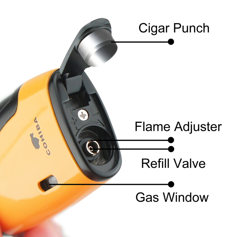 Cohiba Sigaar Aanstekers 2 Jet Torch Flame Navulbare Met Sigaar Punch Butance Sigaret Tabak Tool Accessoires Voor Geschenkdoos