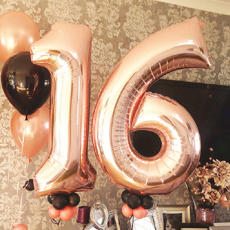 16/32/40 pouces décorations de fête d'anniversaire grand nombre ballons en aluminium décoration d'anniversaire/mariage fiançailles fête décor ballons
