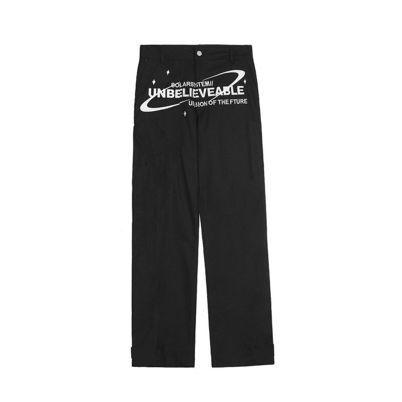 Джинсы мужские в стиле хип-хоп, модные трендовые Свободные повседневные прямые широкие брюки в американском стиле, с надписью, белые