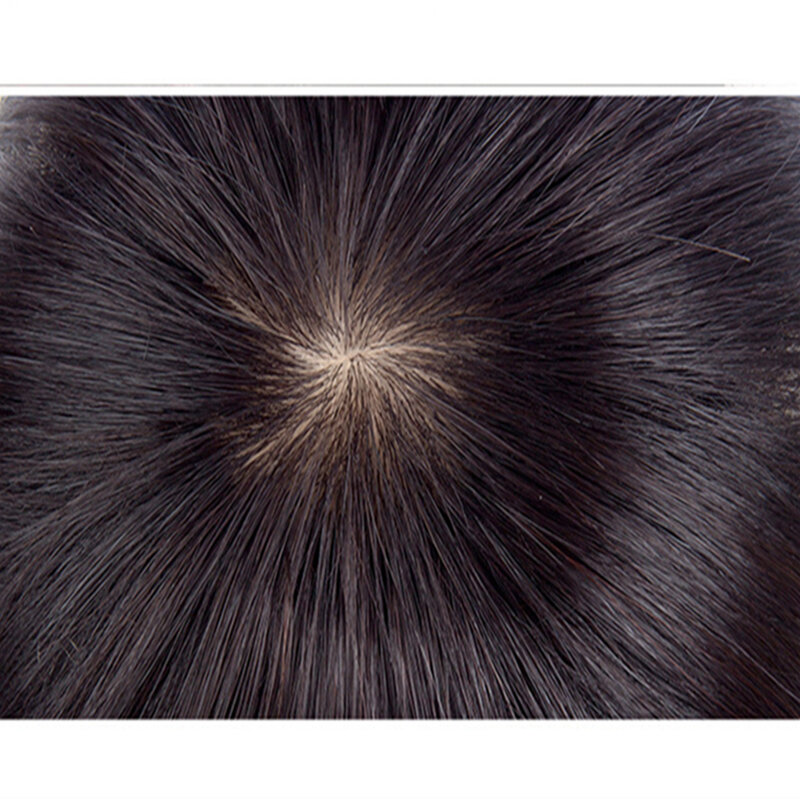 Halo Lady prawdziwe naturalne ludzkie włosy Topper Pad prosto Hairpiece z grzywką pokrywa biała utrata włosów dla kobiet 8-12 cal maszyna Remy