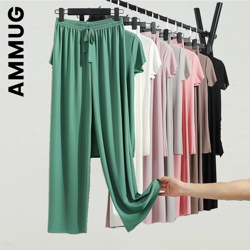 Ammug Women Pajamas Fashion Home Lounge Wear Ice Silk Pajamas For Female Thin Hot Sleepwear Kawaii Female Clothes Underwear