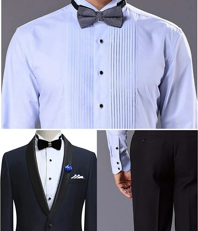 8 pezzi argento blu cabina uomo gemelli e borchie Set cravatta chiusura polsino maglie camicie partita classica per abito formale da sposa d'affari