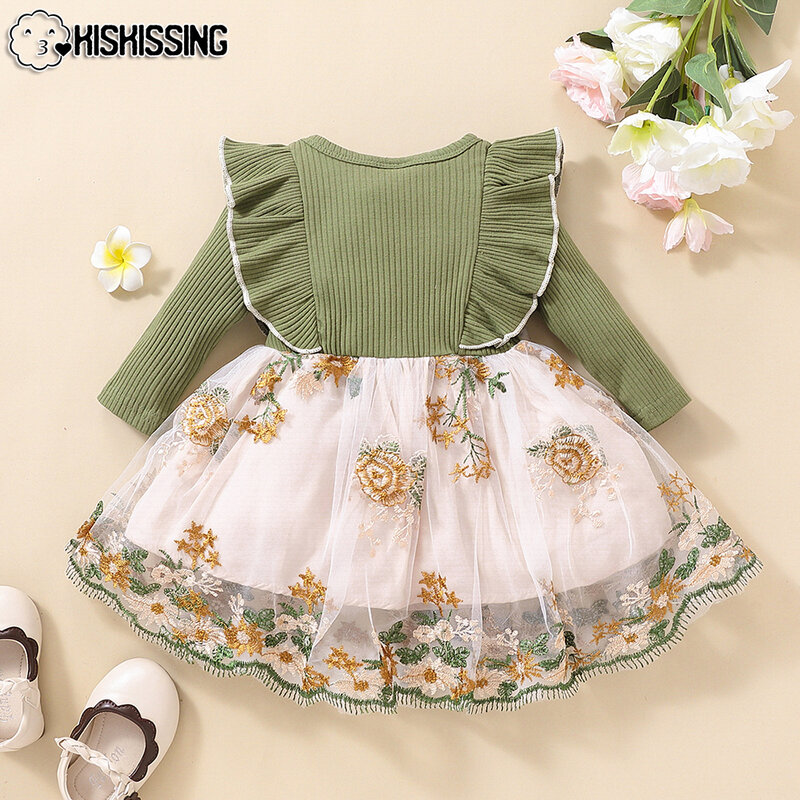 KISKISSING 0-5Y Baby Girl Dress Mother Kids Charm Solid Fashion Newborn Clothes Printed Party Infant Birthday Baby Dresses 2023