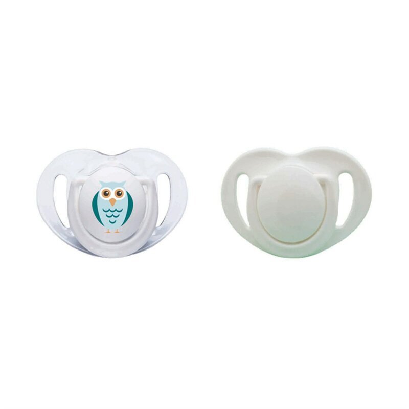 Maajoo silicone orthodontic double pacifier white owl/0 month +
