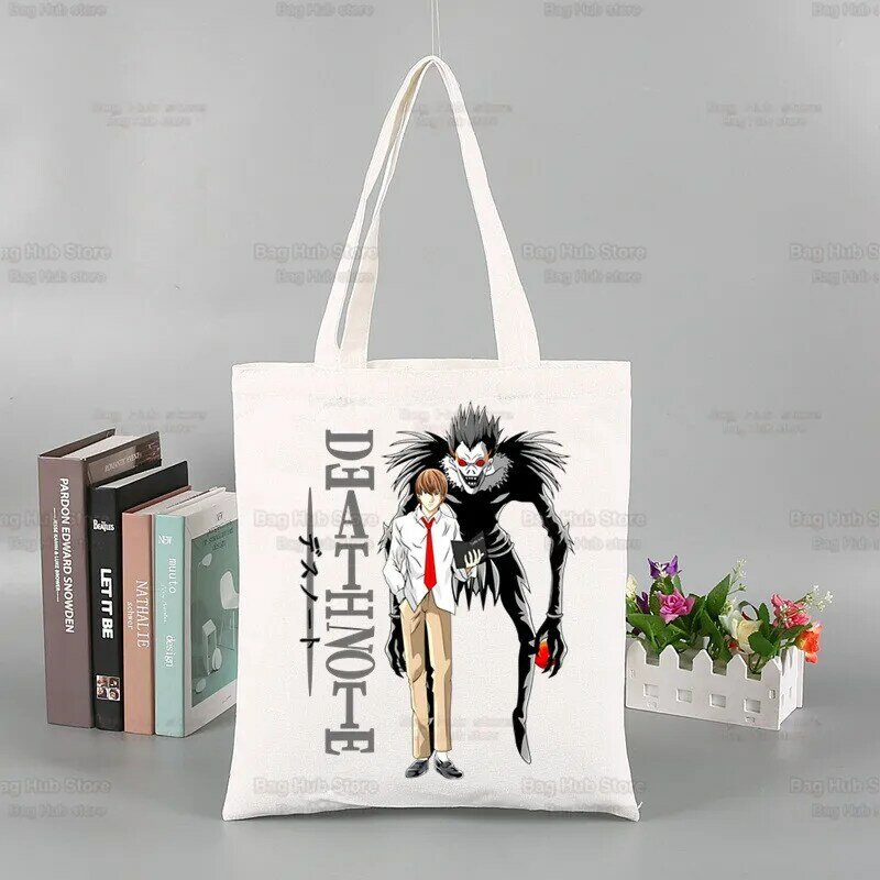 Pacote de notas de morte elegante saco de lona anime l ryuk ryuuku bolsas sacos de ombro casual animação collectable saco de compras meninas