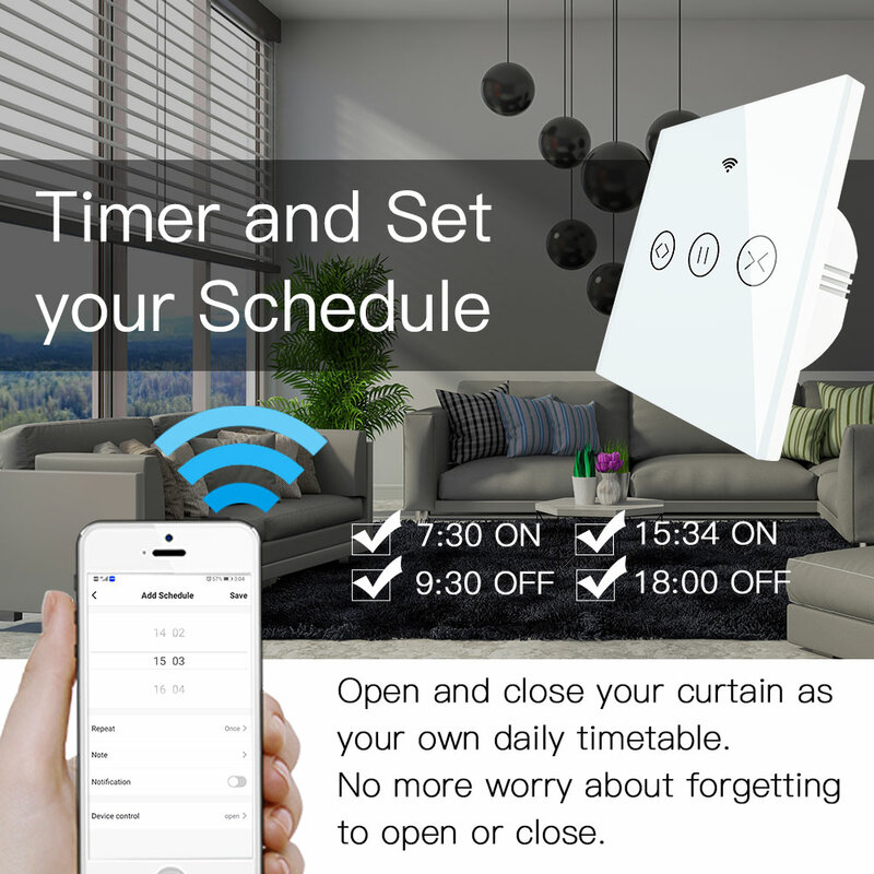 Szaoju Roller Shutter Switch Ewelink WiFi Curtain Blinds Touch Switch Control Garage Door By Alexa Google Home Timer AC110-220V