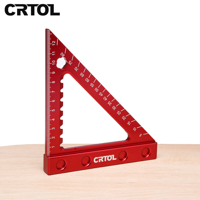 CRTOL 6นิ้ว90องศาเมตริกมุมไม้บรรทัดอลูมิเนียมสแควร์ช่างไม้สามเหลี่ยมไม้บรรทัด DIY งานไม้เครื่อง...