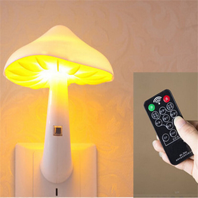 Luz-controlada luz da noite amarelo luz led-controlado grande cogumelo luz com controle remoto brilho de luz ajustável