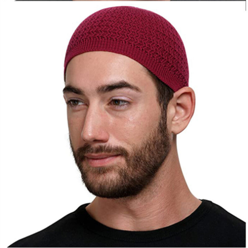 Casual lavorato a maglia uomini musulmani cappelli da preghiera inverno caldo berretti maschili berretto islamico Ramadan ebraico Kippah Homme cappello da uomo avvolgere la testa Cap