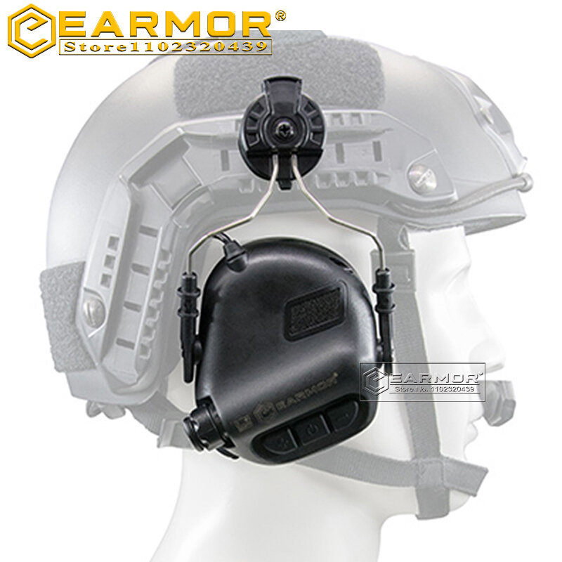 Earmor m32h mod3 capacete tático fone de ouvido eletrônico tiro earmuffs adaptador guia rac comunicações aviação capacete earmuffs