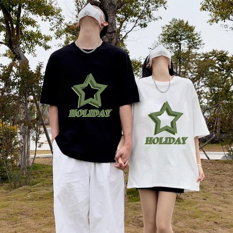 YUQI-Camiseta 100% de algodón de alta calidad para mujer, camiseta de estética Unisex de manga corta, Harajuku, camisetas de gran tamaño, ropa de calle, camiseta de pareja