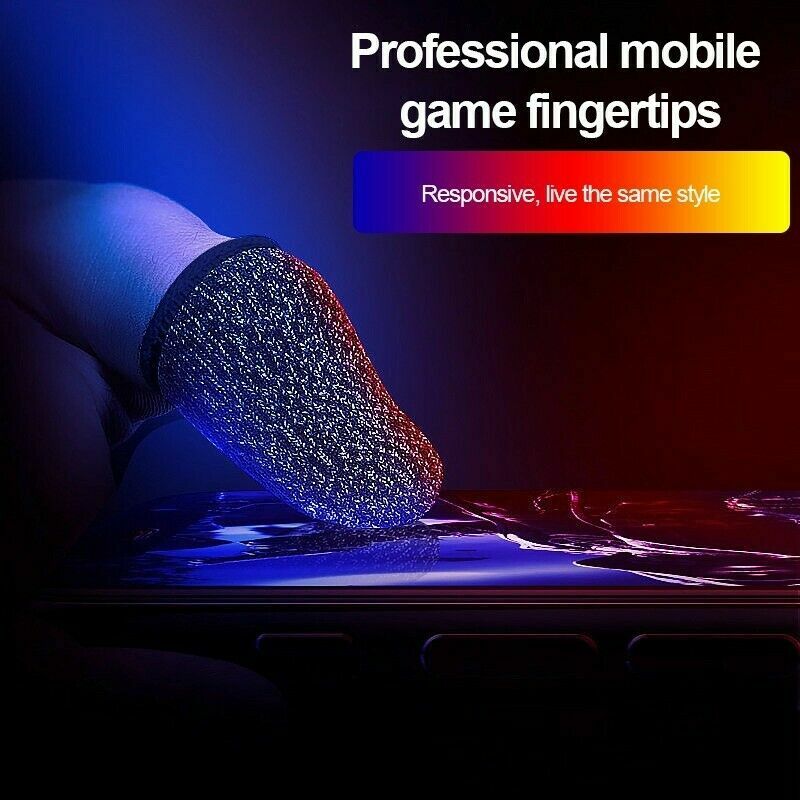 1 Pair Game Controller Finger Cots Cover Elastic Gloves Sweat-proof Copper Fiber Sensitive Mobile Screen Touch Fingertips Sleeve