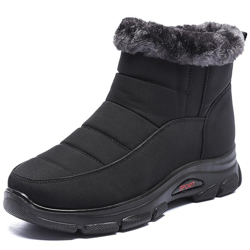 Botas de nieve de talla grande para Mujer, botines impermeables con cremallera, zapatos planos de piel, Invierno